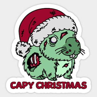 Zombie Capybara Christmas Sticker